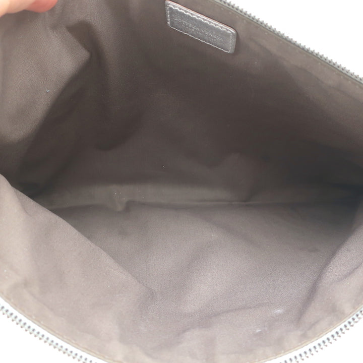 Bottega Veneta Medium Intrecciato Pouch Silver Metallic Leather Flat Clutch