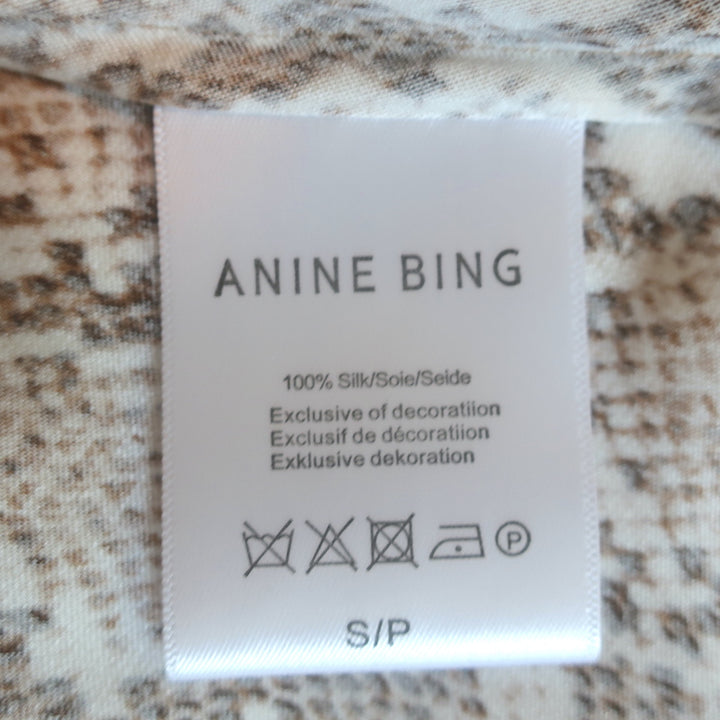 Anine Bing Lace-Trim Cami Beige Python Print Silk Charmeuse Size Small NEW