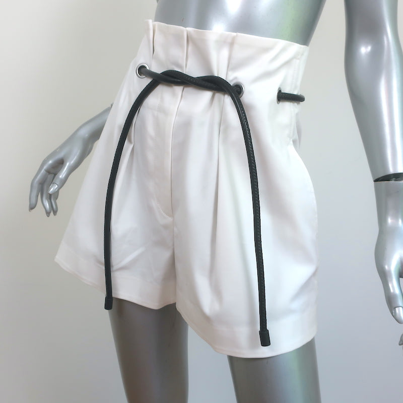 3.1 Phillip Lim Origami Pleated Shorts White Stretch Cotton Size 0 NEW