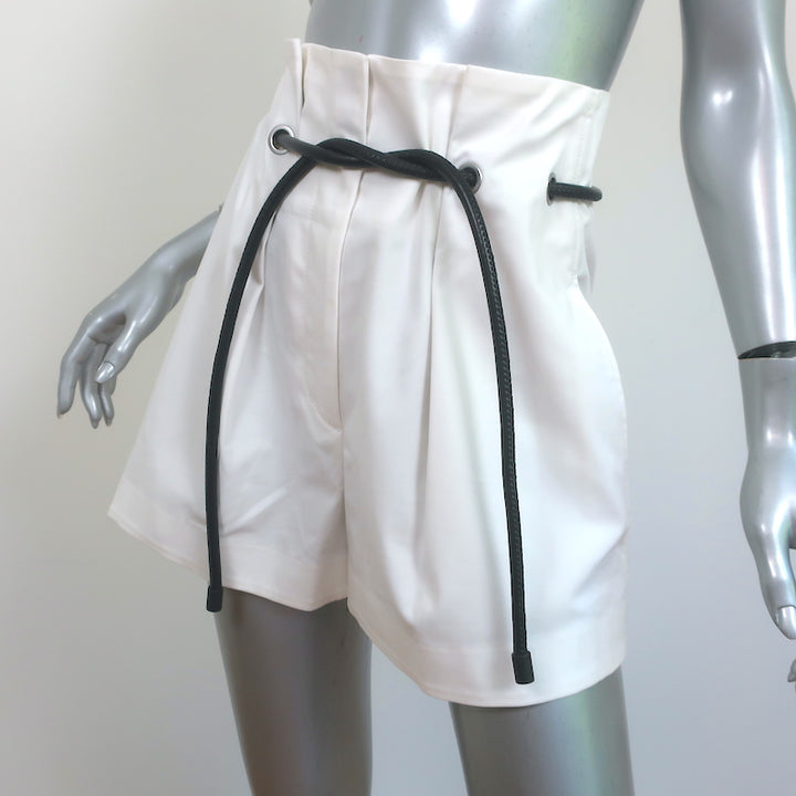 3.1 Phillip Lim Origami Pleated Shorts White Stretch Cotton Size 0 NEW