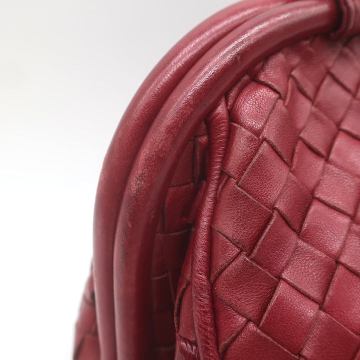 Vintage Bottega Veneta Frame Shoulder Bag Red Intrecciato Leather