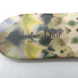Christian Dior Dway Slides Yellow/Olive Embroidered Cotton Size 40