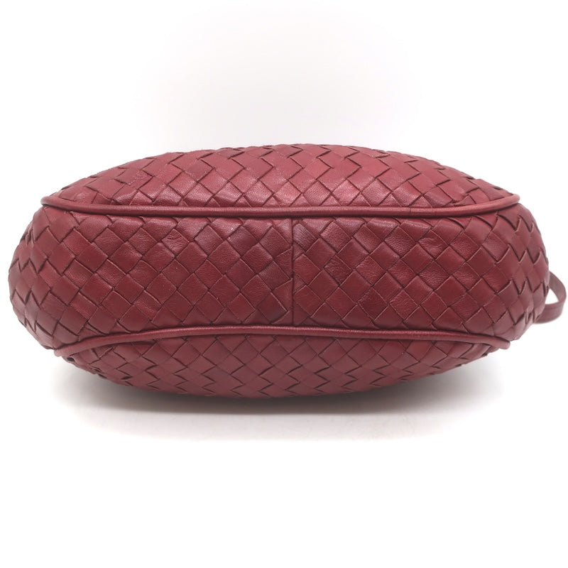Vintage Bottega Veneta Frame Shoulder Bag Red Intrecciato Leather