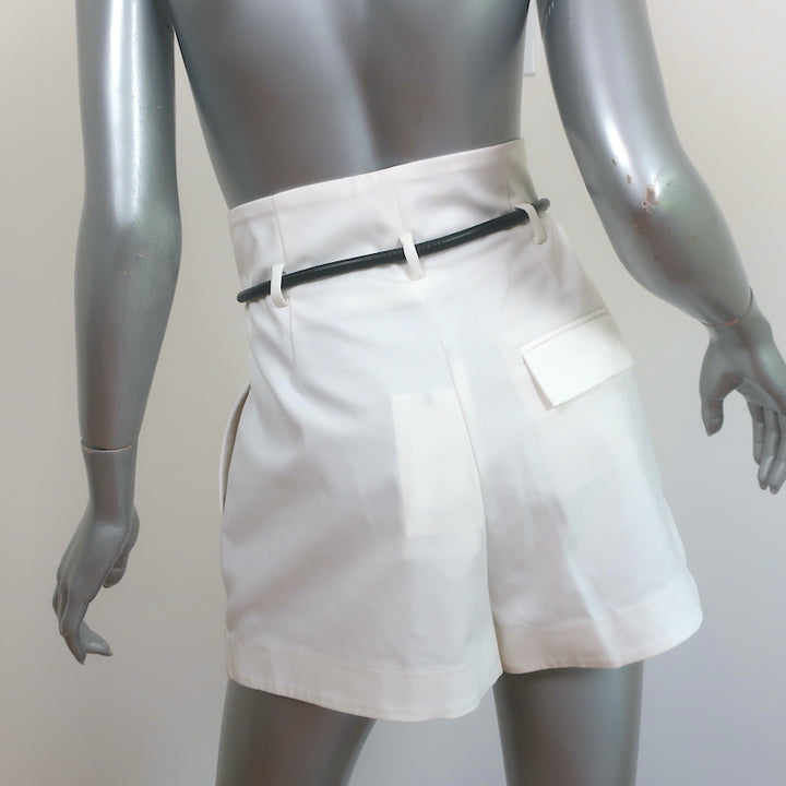 3.1 Phillip Lim Origami Pleated Shorts White Stretch Cotton Size 0 NEW