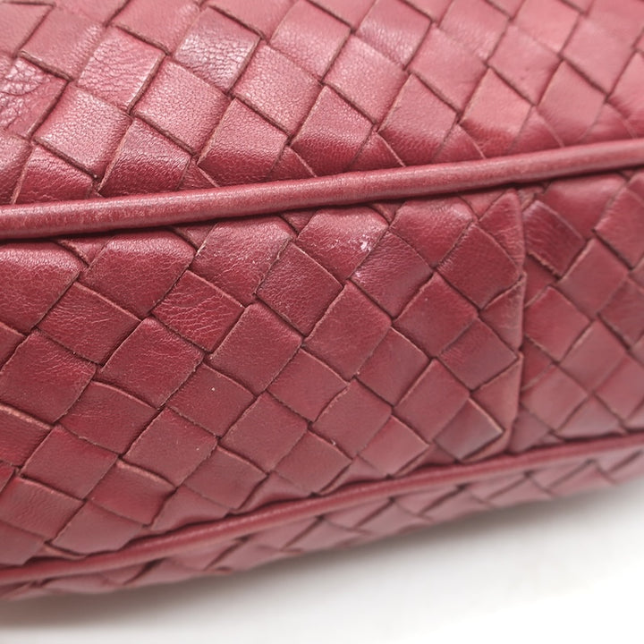 Vintage Bottega Veneta Frame Shoulder Bag Red Intrecciato Leather
