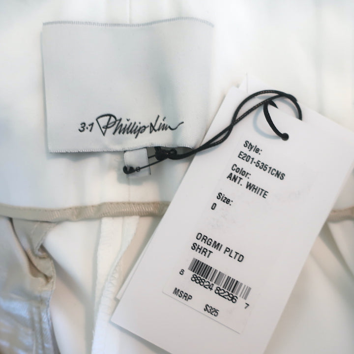 3.1 Phillip Lim Origami Pleated Shorts White Stretch Cotton Size 0 NEW