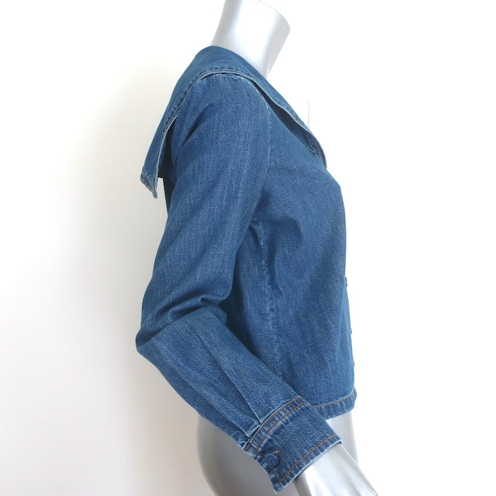 FRAME denim sailor-collar shirt, blue 70% cotton/30% lyocell, authentic pre-owned XS long sleeve
