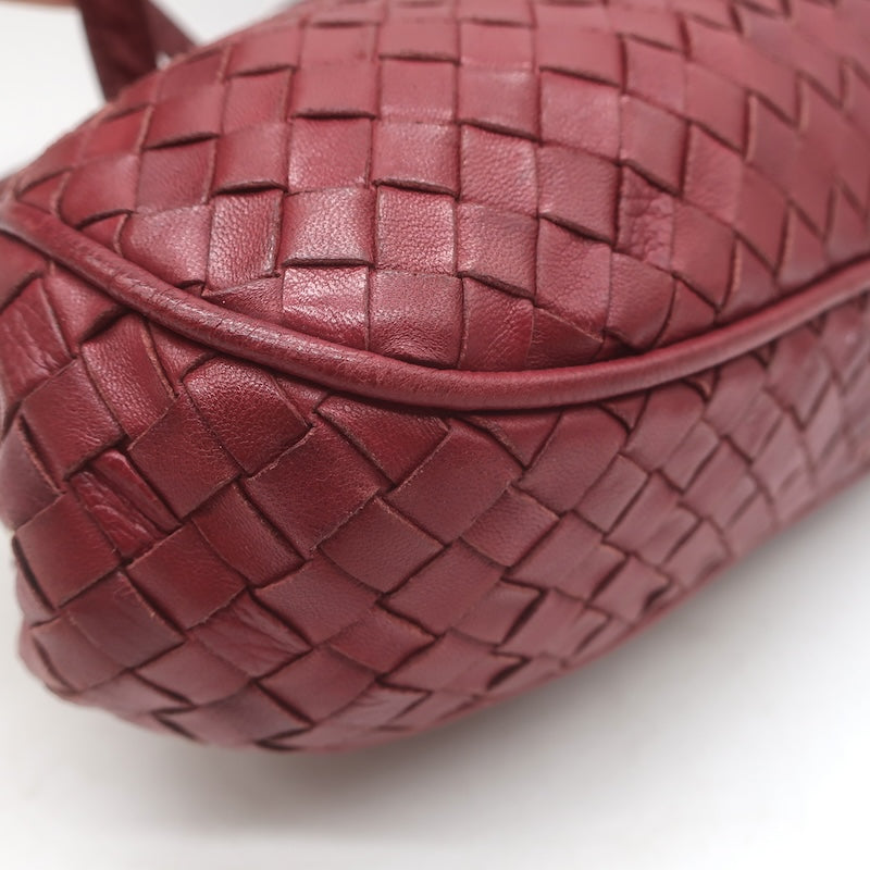 Vintage Bottega Veneta Frame Shoulder Bag Red Intrecciato Leather
