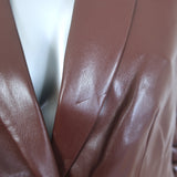 Cinq a Sept Kylie Faux Leather Jacket Tobacco Size 6 One-Button Blazer NEW