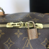 Louis Vuitton Monogram Keepall 60 Duffle Bag Brown Leather-Trim Canvas