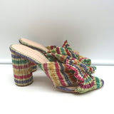 Loeffler Randall Penny Bow Mules Rainbow Pleated Lame Size 8 High Heel Sandals
