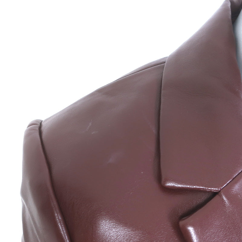 Cinq a Sept Kylie Faux Leather Jacket Tobacco Size 6 One-Button Blazer NEW