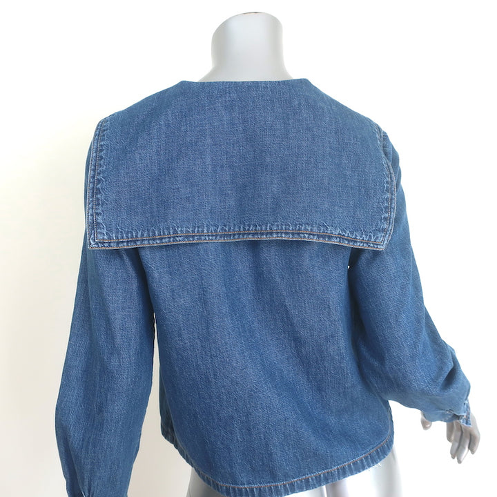 FRAME denim sailor-collar shirt, blue cotton-lyocell blend, size XS — authentic pre-owned, gently worn luxury piece