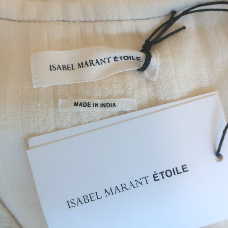 Isabel Marant Etoile Viola Long Sleeve Dress Ecru Embroidered Cotton Size 34 NEW