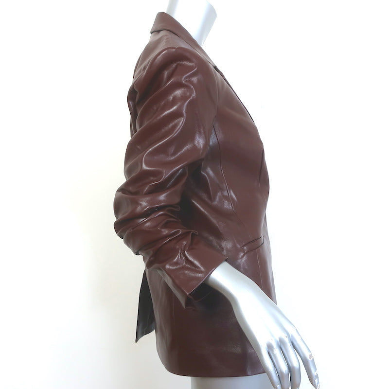 Cinq a Sept Kylie Faux Leather Jacket Tobacco Size 6 One-Button Blazer NEW