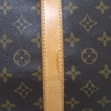 Louis Vuitton Monogram Keepall 60 Duffle Bag Brown Leather-Trim Canvas