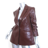 Cinq a Sept Kylie Faux Leather Jacket Tobacco Size 6 One-Button Blazer NEW