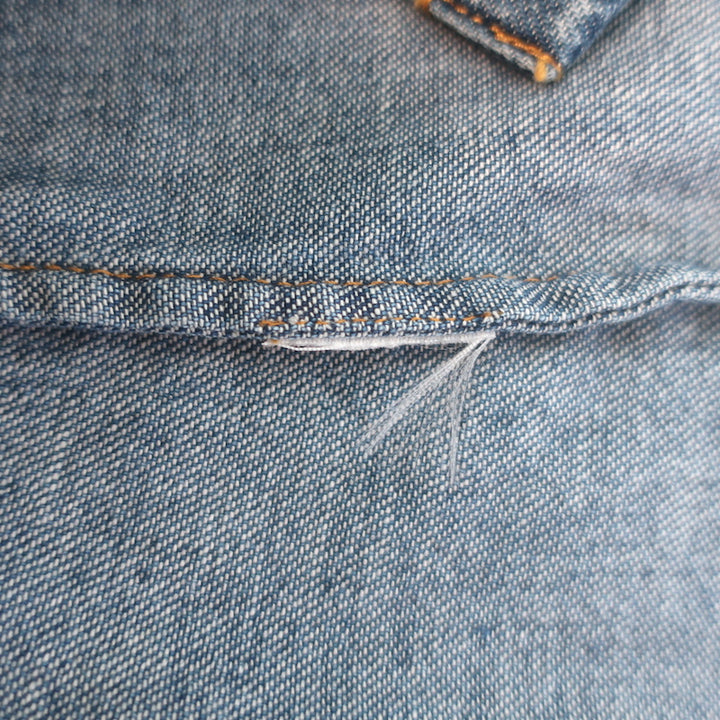 FRAME Fleet denim sailor-collar long-sleeve shirt in blue cotton-lyocell blend, authentic pre-owned and gently worn.