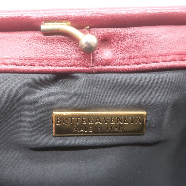 Vintage Bottega Veneta Frame Shoulder Bag Red Intrecciato Leather