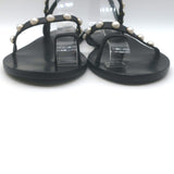 Ancient Greek Sandals Eleftheria Pearls Sandals Black Leather Size 40