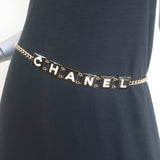 Chanel B22 Enamel Logo CC Chain Belt Gold/Black 35"