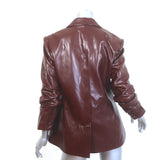 Cinq a Sept Kylie Faux Leather Jacket Tobacco Size 6 One-Button Blazer NEW