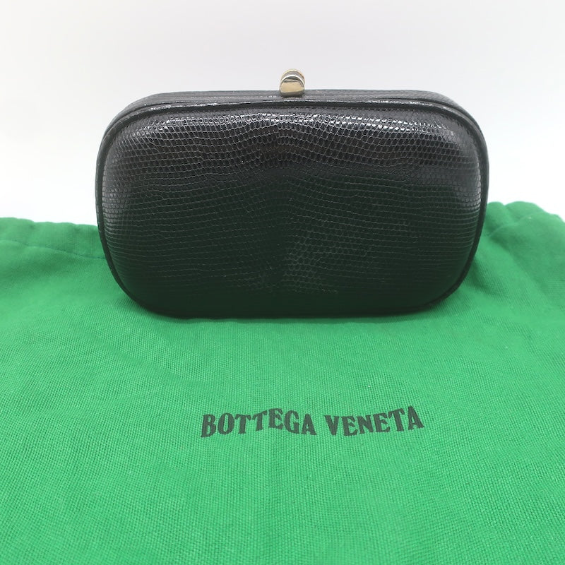 Vintage Bottega Veneta Lizard Skin Box Clutch Black