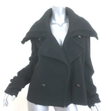 Maison Margiela Cropped Peacoat Black Wool-Blend Size 40 Double Breasted Jacket