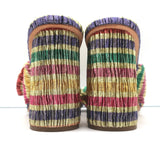 Loeffler Randall Penny Bow Mules Rainbow Pleated Lame Size 8 High Heel Sandals