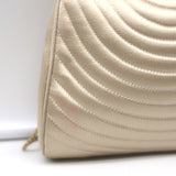 Judith Leiber Chain Strap Mini Evening Bag Beige Quilted Satin