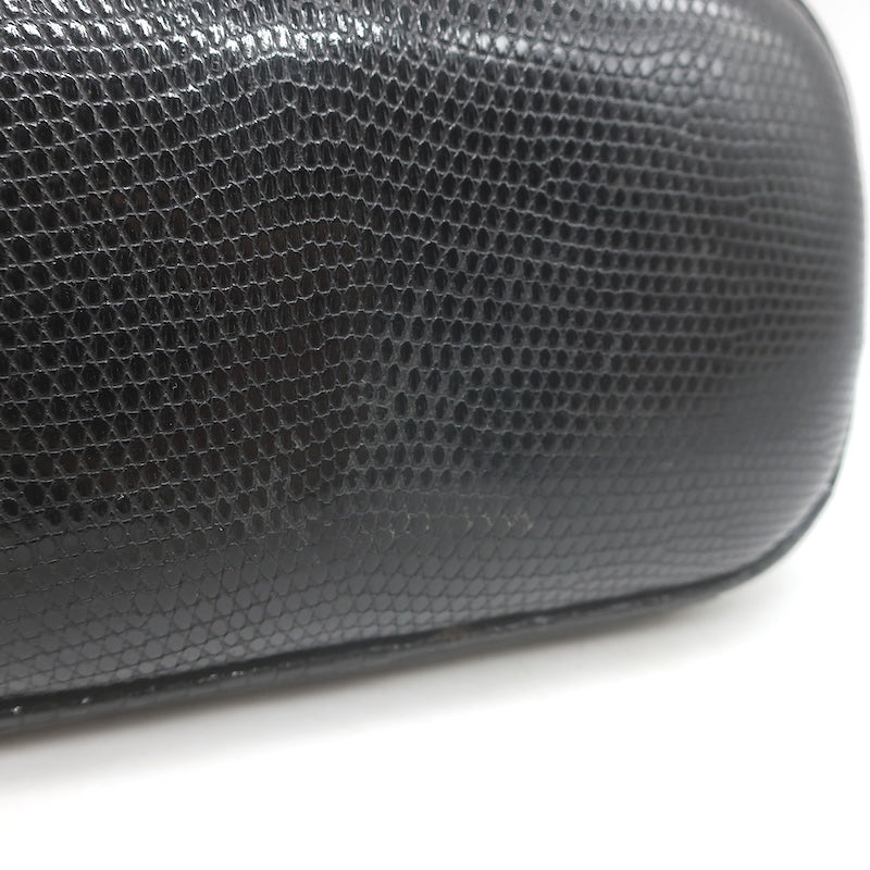 Vintage Bottega Veneta Lizard Skin Box Clutch Black