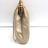 Judith Leiber Chain Strap Mini Evening Bag Beige Quilted Satin