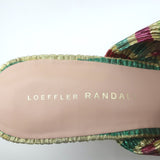 Loeffler Randall Penny Bow Mules Rainbow Pleated Lame Size 8 High Heel Sandals