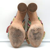 Loeffler Randall Penny Bow Mules Rainbow Pleated Lame Size 8 High Heel Sandals