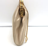 Judith Leiber Chain Strap Mini Evening Bag Beige Quilted Satin