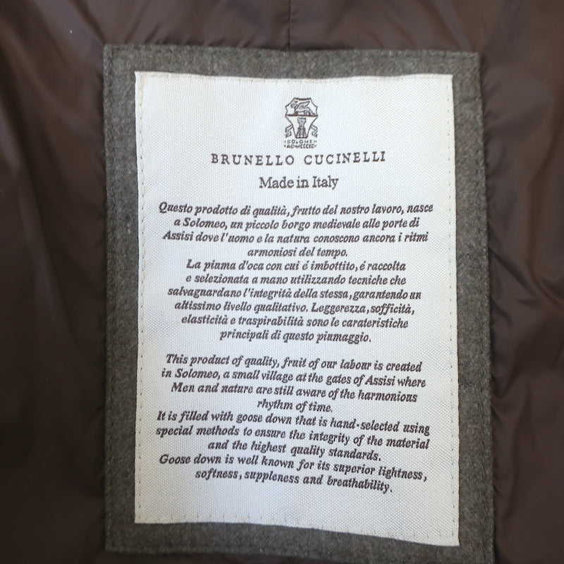 Brunello Cucinelli Hooded Puffer Coat Brown Wool-Cashmere Size Extra Large