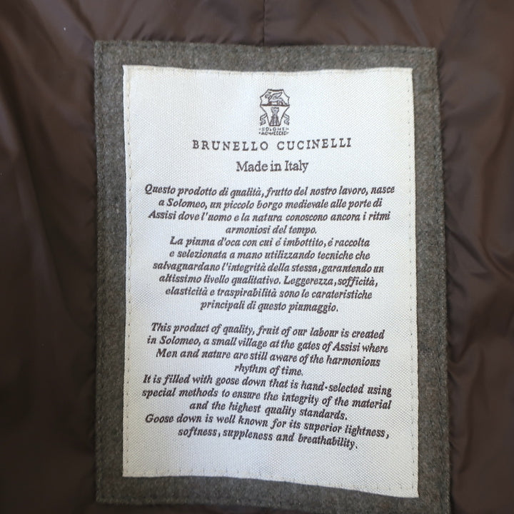 Brunello Cucinelli Hooded Puffer Coat Brown Wool-Cashmere Size Extra Large