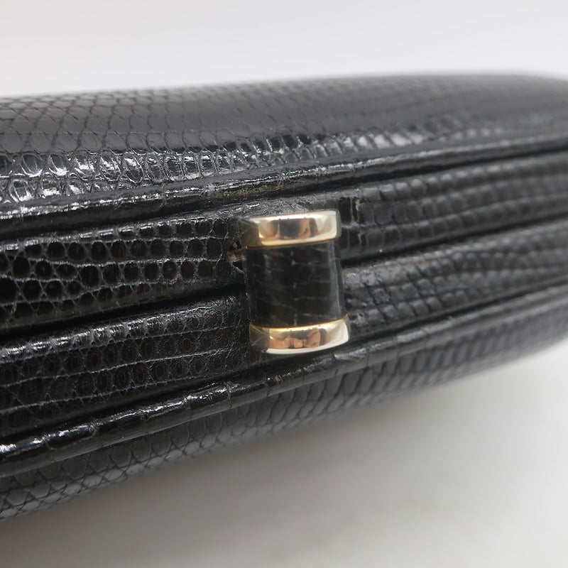 Vintage Bottega Veneta Lizard Skin Box Clutch Black