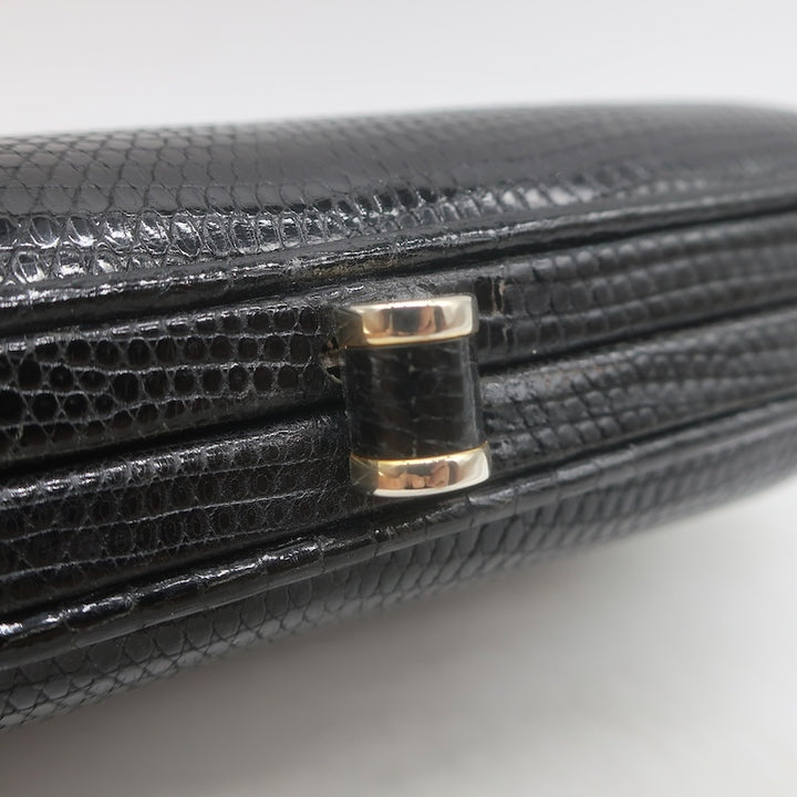 Vintage Bottega Veneta Lizard Skin Box Clutch Black
