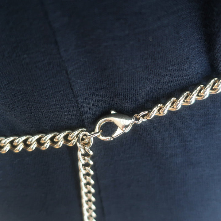 Chanel B22 Enamel Logo CC Chain Belt Gold/Black 35"