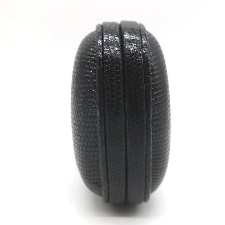 Vintage Bottega Veneta Lizard Skin Box Clutch Black
