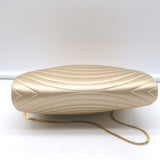Judith Leiber Chain Strap Mini Evening Bag Beige Quilted Satin