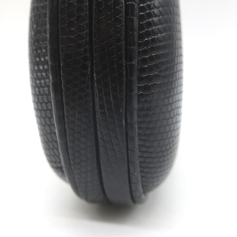 Vintage Bottega Veneta Lizard Skin Box Clutch Black