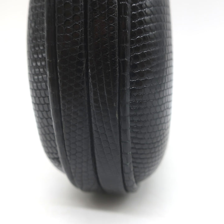 Vintage Bottega Veneta Lizard Skin Box Clutch Black