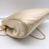 Judith Leiber Chain Strap Mini Evening Bag Beige Quilted Satin