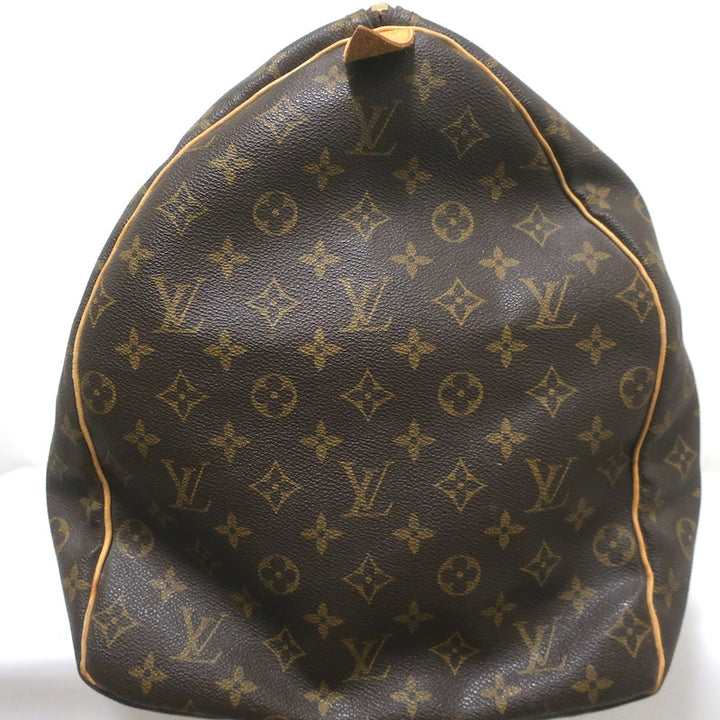 Louis Vuitton Monogram Keepall 60 Duffle Bag Brown Leather-Trim Canvas