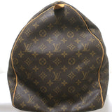 Louis Vuitton Monogram Keepall 60 Duffle Bag Brown Leather-Trim Canvas