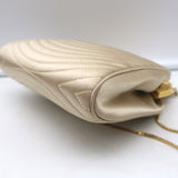 Judith Leiber Chain Strap Mini Evening Bag Beige Quilted Satin