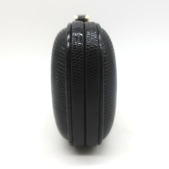 Vintage Bottega Veneta Lizard Skin Box Clutch Black