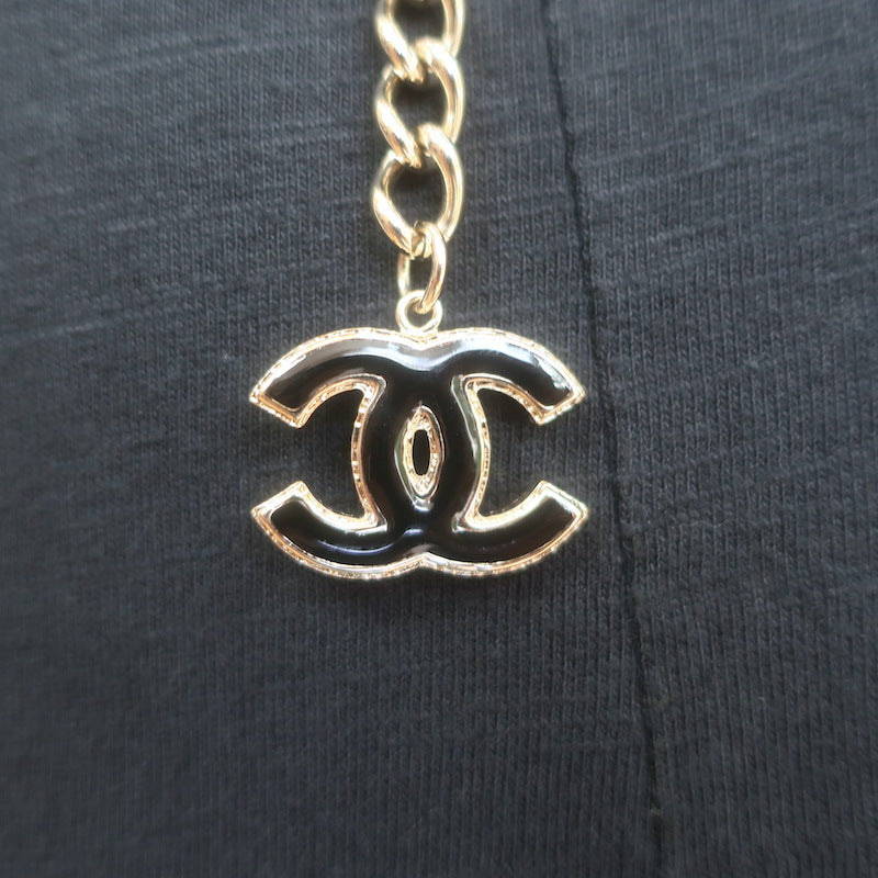 Chanel B22 Enamel Logo CC Chain Belt Gold/Black 35"